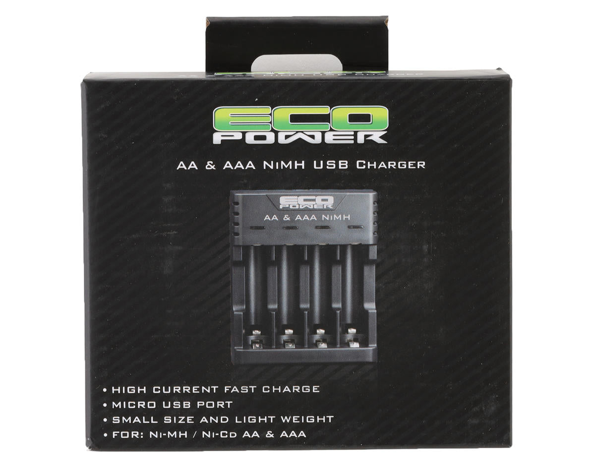 Ecopower cargador USB para baterías NiMH y NiCD (4 ranuras) (AA/AAA)
